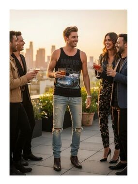 Rare: Philipp Plein ❂ James Dean Little Bastard Crystal Tank Top ❂ Black ❂ L XL